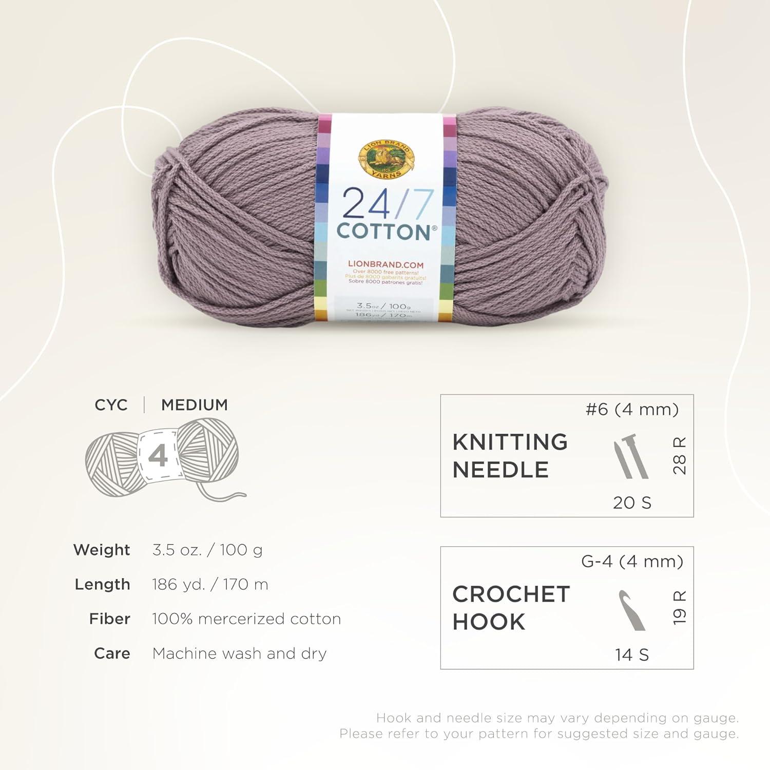 imageLion Brand Yarn Lightweight 247 Cotton Yarn for Knitting Crocheting and Crafts Creamsicle 3 PackVintage Lilac