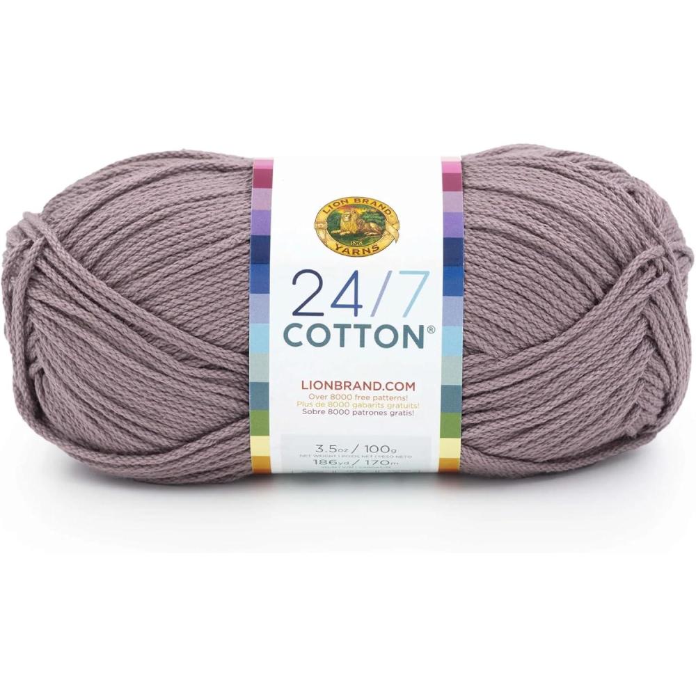 imageLion Brand Yarn Lightweight 247 Cotton Yarn for Knitting Crocheting and Crafts Creamsicle 3 PackVintage Lilac