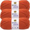 imageLion Brand Yarn Basic Stitch AntiPilling Yarn for Crocheting Knitting and Crafts Peachy 3 PackPumpkin