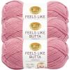 imageLion Brand Yarn Feels Like Butta Yarn VelvetySoft Yarn for Crocheting and Knitting 3 Pack Rainy DayDusty Pink