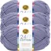 imageLion Brand Yarn Lightweight 247 Cotton Yarn for Knitting Crocheting and Crafts Creamsicle 3 PackBlue Grey