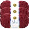 imageLion Brand Yarn Lightweight 247 Cotton Yarn for Knitting Crocheting and Crafts Creamsicle 3 PackBurgundy