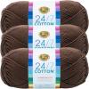 imageLion Brand Yarn Lightweight 247 Cotton Yarn for Knitting Crocheting and Crafts Creamsicle 3 PackCaf Au Lait