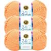 imageLion Brand Yarn Lightweight 247 Cotton Yarn for Knitting Crocheting and Crafts Creamsicle 3 PackCreamsicle