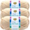 imageLion Brand Yarn Lightweight 247 Cotton Yarn for Knitting Crocheting and Crafts Creamsicle 3 PackEcru