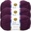 imageLion Brand Yarn Lightweight 247 Cotton Yarn for Knitting Crocheting and Crafts Creamsicle 3 PackEggplant