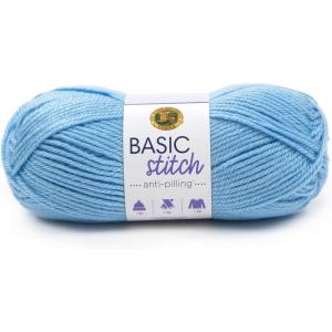 imageLion Brand Yarn Basic Stitch AntiPilling Yarn for Crocheting Knitting and Crafts Peachy 3 PackBaby Blue
