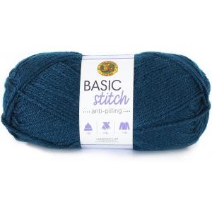 imageLion Brand Yarn Basic Stitch AntiPilling Yarn for Crocheting Knitting and Crafts Peachy 3 PackSteel Blue