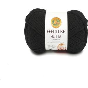 imageLion Brand Yarn Feels Like Butta Yarn VelvetySoft Yarn for Crocheting and Knitting 3 Pack Rainy DayBlack