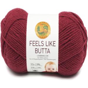 imageLion Brand Yarn Feels Like Butta Yarn VelvetySoft Yarn for Crocheting and Knitting 3 Pack Rainy DayCranberry