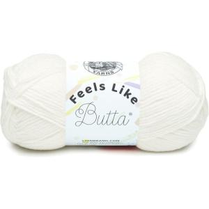 imageLion Brand Yarn Feels Like Butta Yarn VelvetySoft Yarn for Crocheting and Knitting 3 Pack Rainy DayWhite
