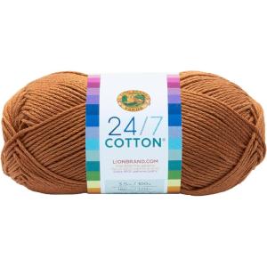 imageLion Brand Yarn Lightweight 247 Cotton Yarn for Knitting Crocheting and Crafts Creamsicle 3 PackCamel