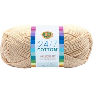imageLion Brand Yarn Lightweight 247 Cotton Yarn for Knitting Crocheting and Crafts Creamsicle 3 PackEcru