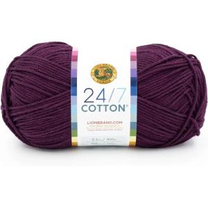imageLion Brand Yarn Lightweight 247 Cotton Yarn for Knitting Crocheting and Crafts Creamsicle 3 PackEggplant