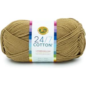 imageLion Brand Yarn Lightweight 247 Cotton Yarn for Knitting Crocheting and Crafts Creamsicle 3 PackHay Bale