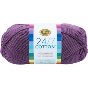 imageLion Brand Yarn Lightweight 247 Cotton Yarn for Knitting Crocheting and Crafts Creamsicle 3 PackPurple