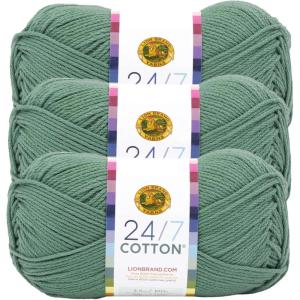 imageLion Brand Yarn Lightweight 247 Cotton Yarn for Knitting Crocheting and Crafts Creamsicle 3 PackSpruce