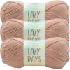 imageLion Brand Lazy Days Beginner Yarn for Knitting Crocheting and Crafts Surf Spray 3 PackTaupe