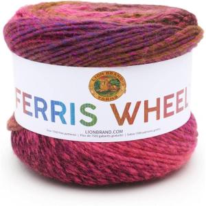 imageLion Brand Yarn Ferris Wheel Yarn Roving Multicolor Yarn for Knitting Crocheting and Crafts 3 Pack Wild VioletsPink Marmalade