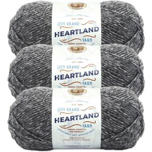 imageLion Brand Yarn Heartland Yarn WorstedWeight Yarn for Knitting Crocheting and Crafting 3 Pack Petrified ForestGreat smoky mountains